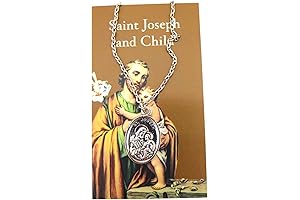 St. Joseph Medal Pendant with Holy Card-Perfect for Daily Prayer and Meditation