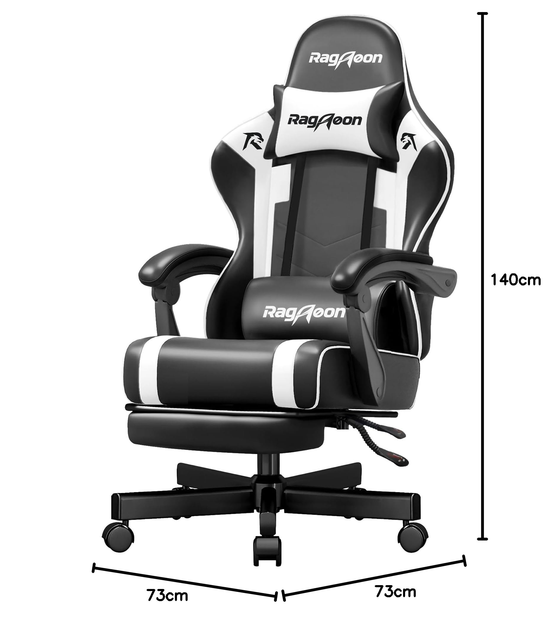 Sedia da gaming, sedia da gioco, ergonomica, con poggiapiedi, poggiatesta e supporto lordosi, regolabile in altezza, imbottita, 220 kg