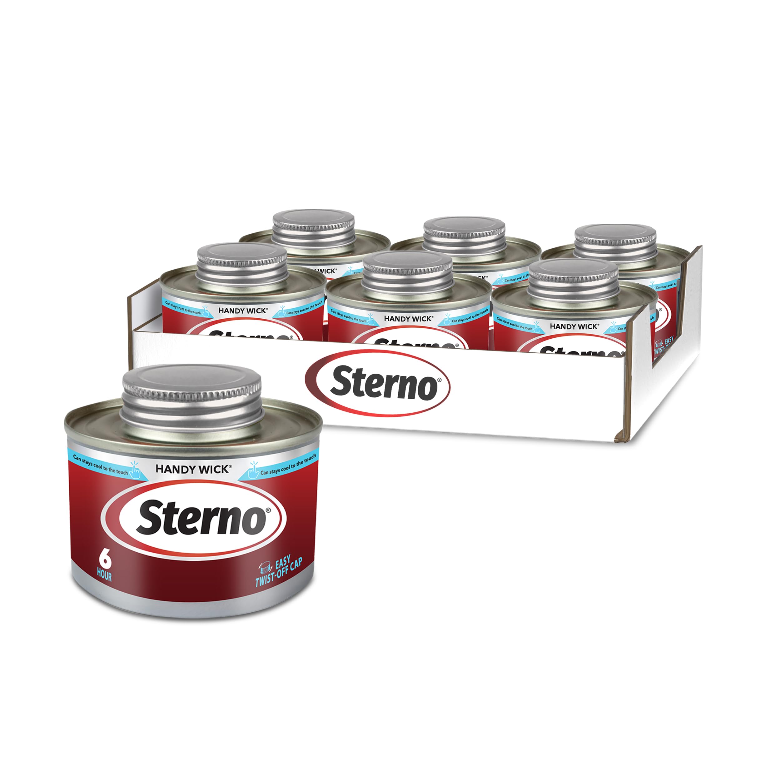 Sterno 6 Hour Handy Wick Canned Heat, Chafing Fuel Cans for Catering, 6 Pack