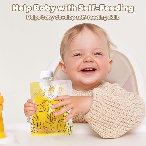 Miniatura 5 de Paquete de 20 bolsas reutilizables de comida para bebés para niños pequeños, bolsa recargable para puré de manzana, yogur, bocadillo de jugo de puré