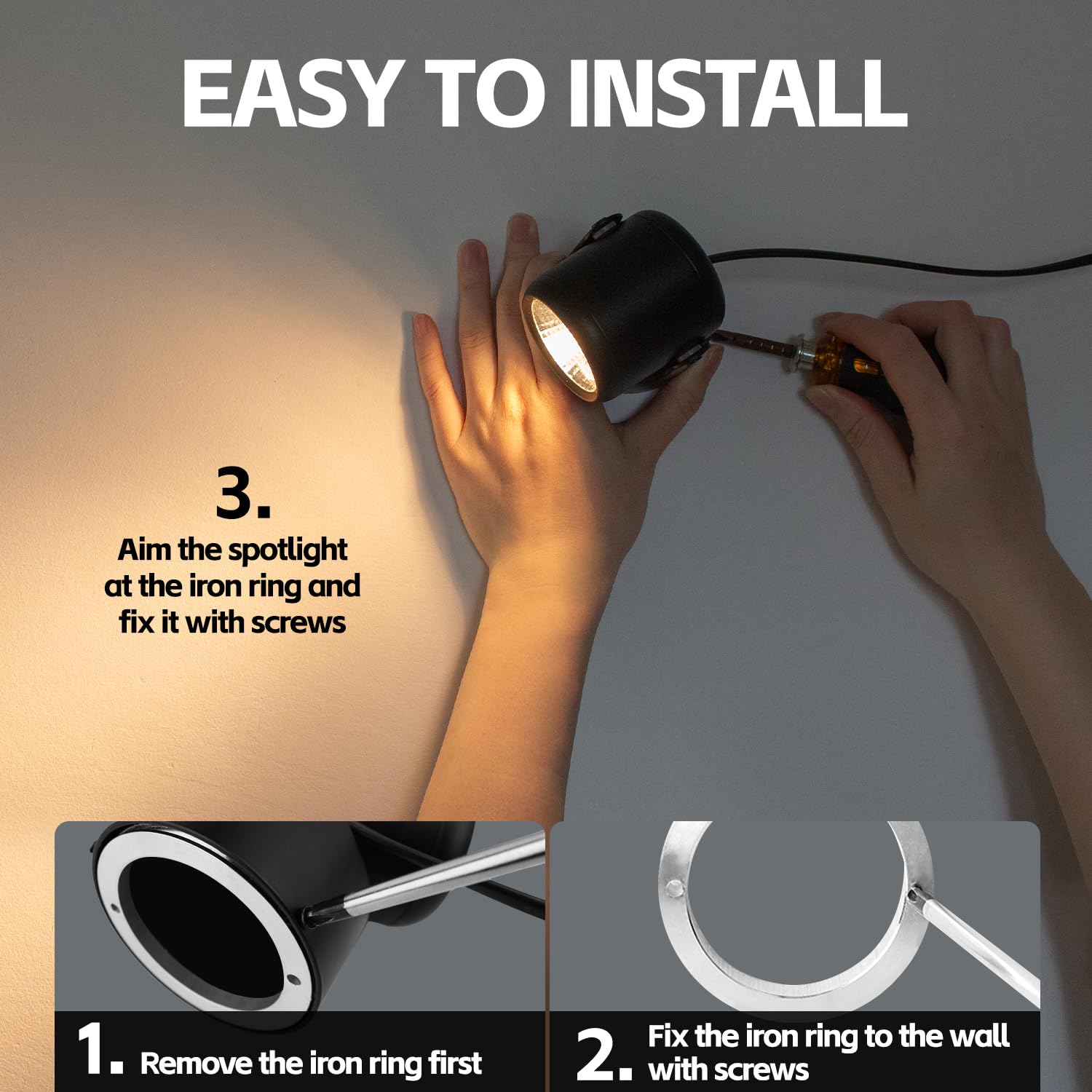 Paquete de 2 focos LED de 12 W para interiores con temporizador, control remoto, temperatura de color ajustable continua, regulable, luces de acento de 8000 K, luces de piso para iluminación
