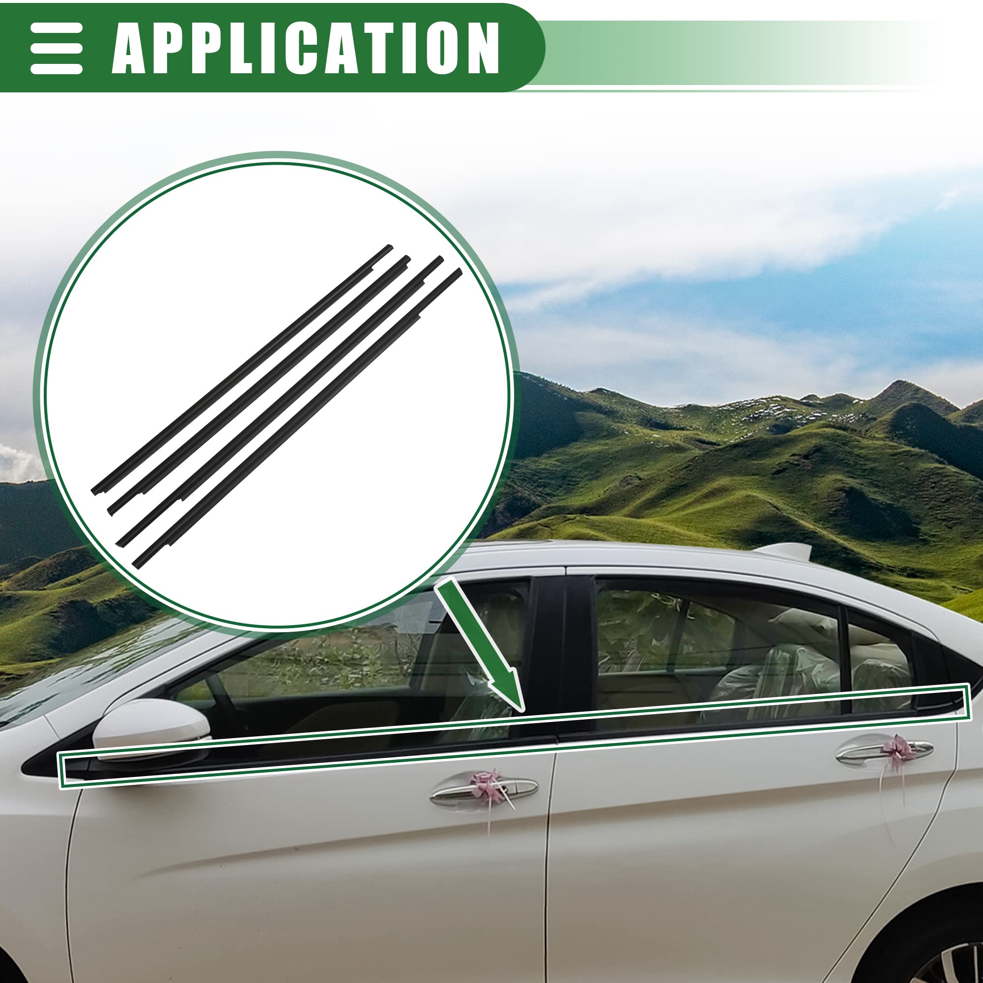 4 Stuks Zwarte Rubberen Weerstrips Voor Toyota Prius 2003-2009 - OEM 75710-47010 Autodeurafdichting