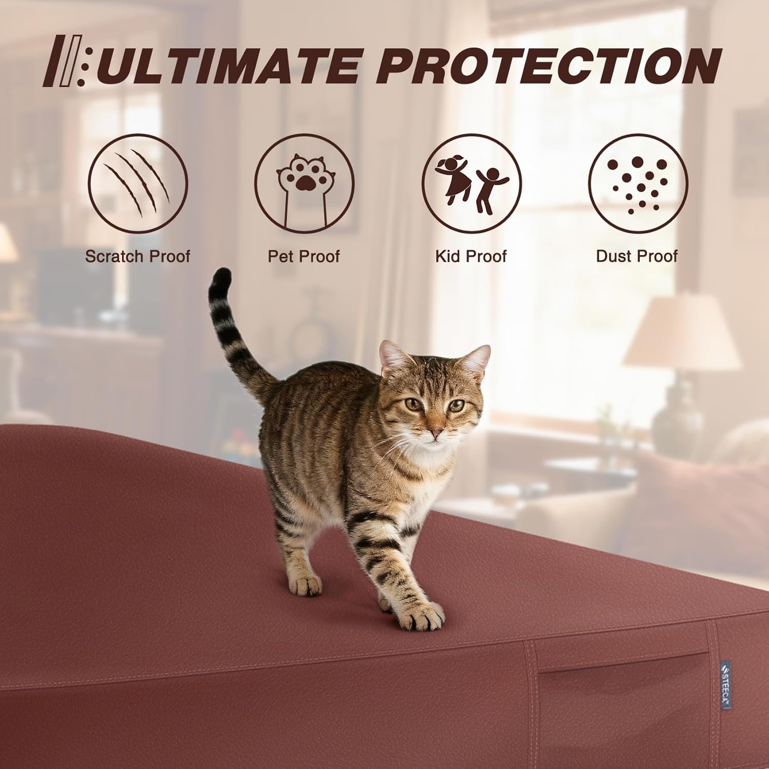 Leatherette Pool Table Cover with Pocket 8 Feet, Waterproof & Tearproof Heavy Duty Billiard Table Cover Burgundy Red 100"L X 56"W X 8“H