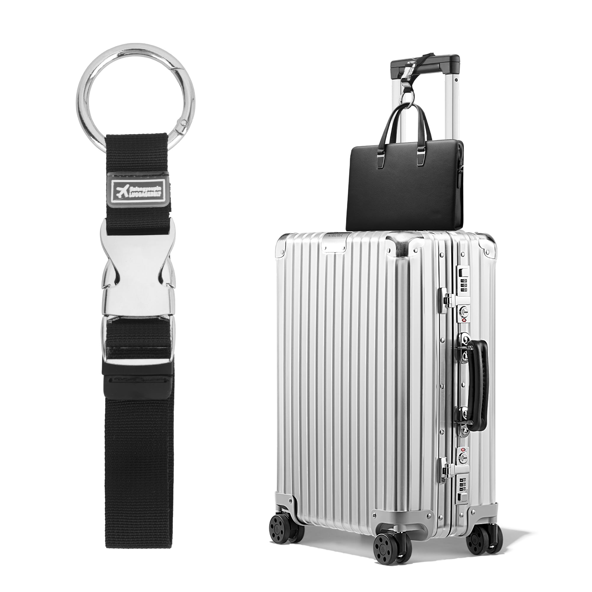 Muiltvoe Black Add A Bag Luggage Strap Jacket Gripper, Heavy Duty Travel Clip For Carry-On Bags, Adjustable Bag Straps Holder With Buckle, Baggage Suitcase Belts Travel Accessories (Black)
