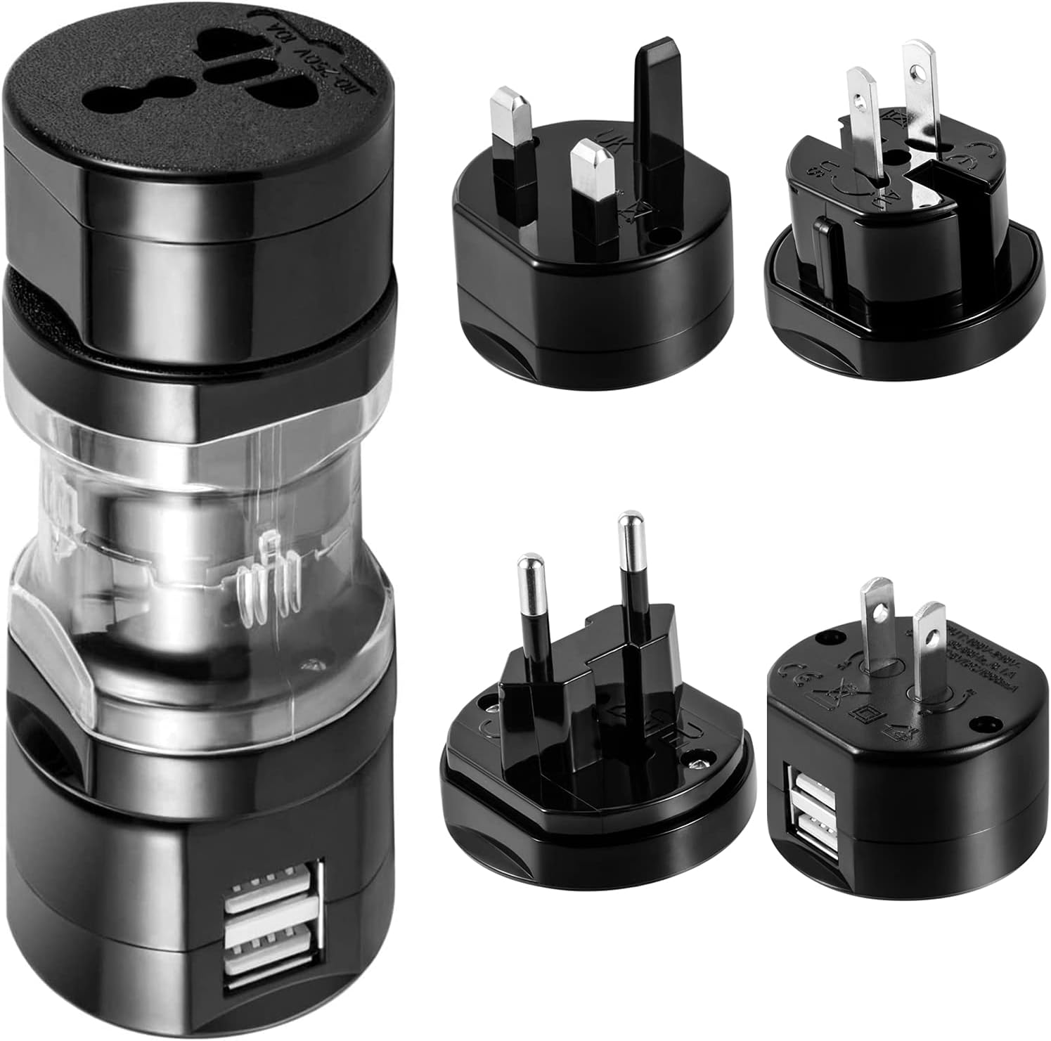 JMFONE Travel Adapter 2 USB Universal Power Adapter with Electrical Plug Perfect for European US, EU, UK, AU 160 Countries