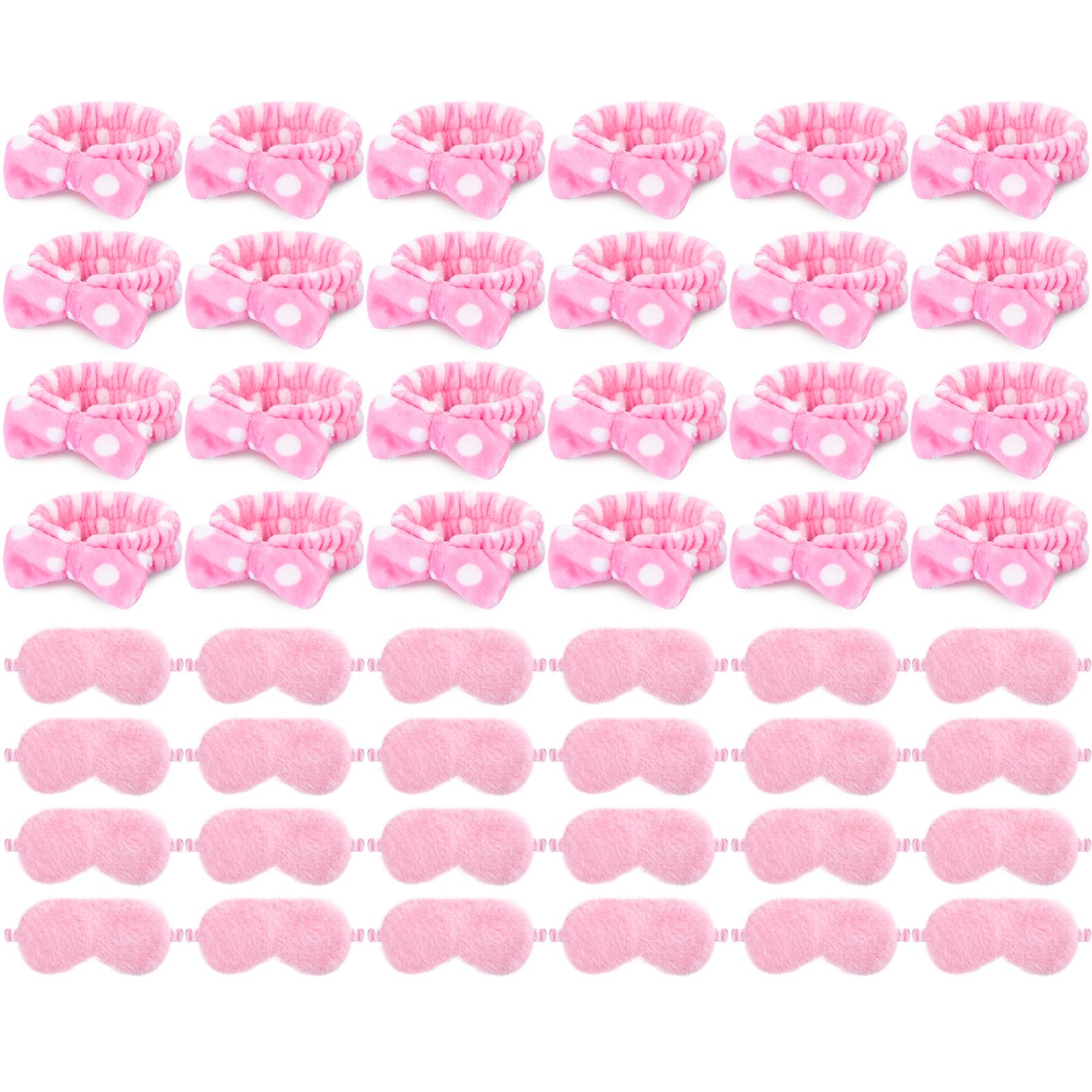 Photo 1 of Maiteenly 48 Pieces Spa Sleepover Party Favors Supplies Include Spa Headband Sleep Eye Mask Bulk for Women Adult Slumber Wedding Birthday Bachelorette Party Supplies (Pink and Dot)