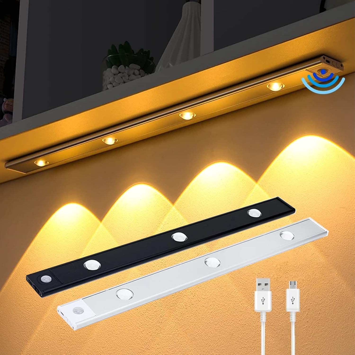 Amazon.co.jp Ultra Thin LED Light Lamp PIR Motion Sensor Wireless USB Rechargeable