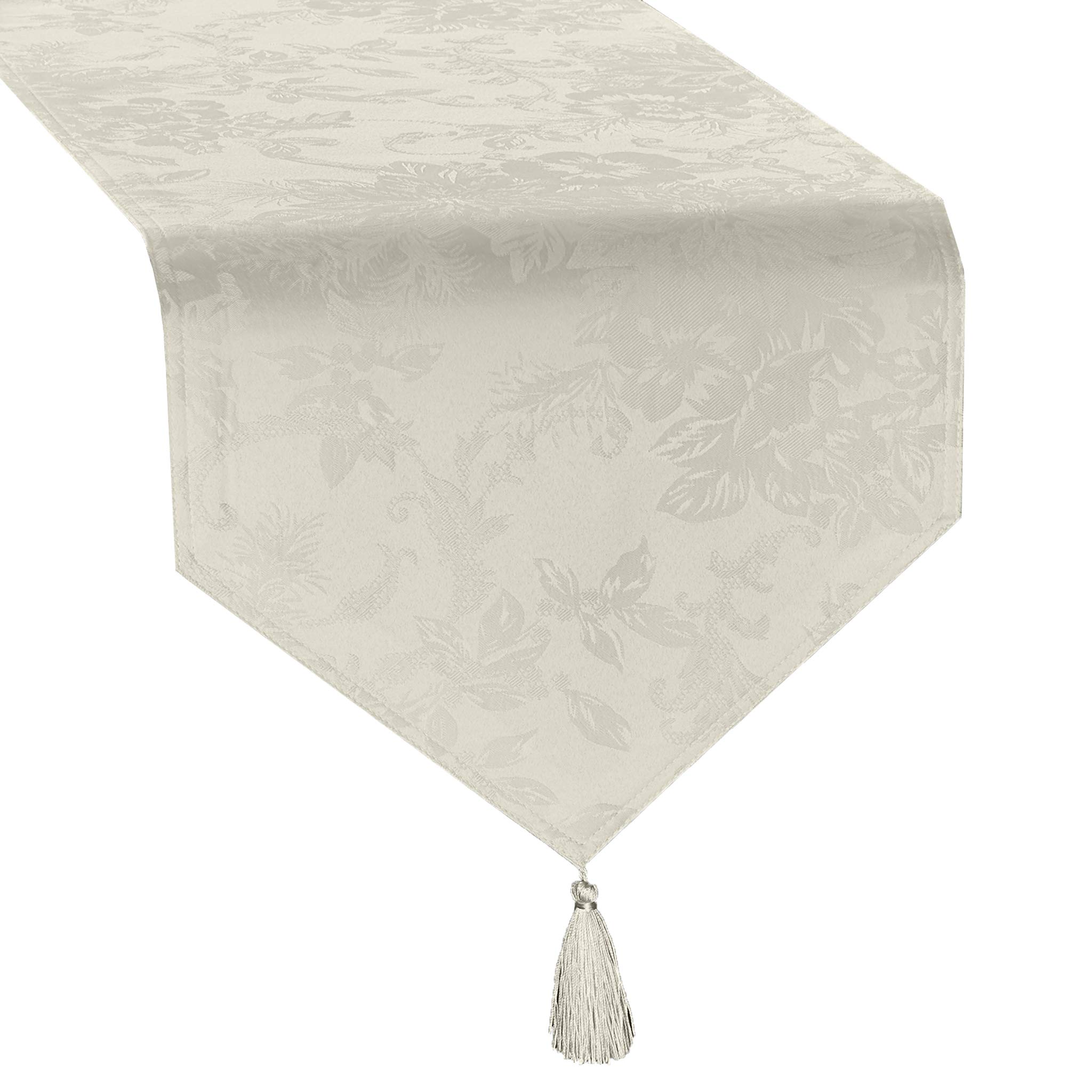 Elrene Home Fashions Jacquard Holiday Fabric Table Runner, Polyester, Ivory, 70" x 13" (Rectangular)