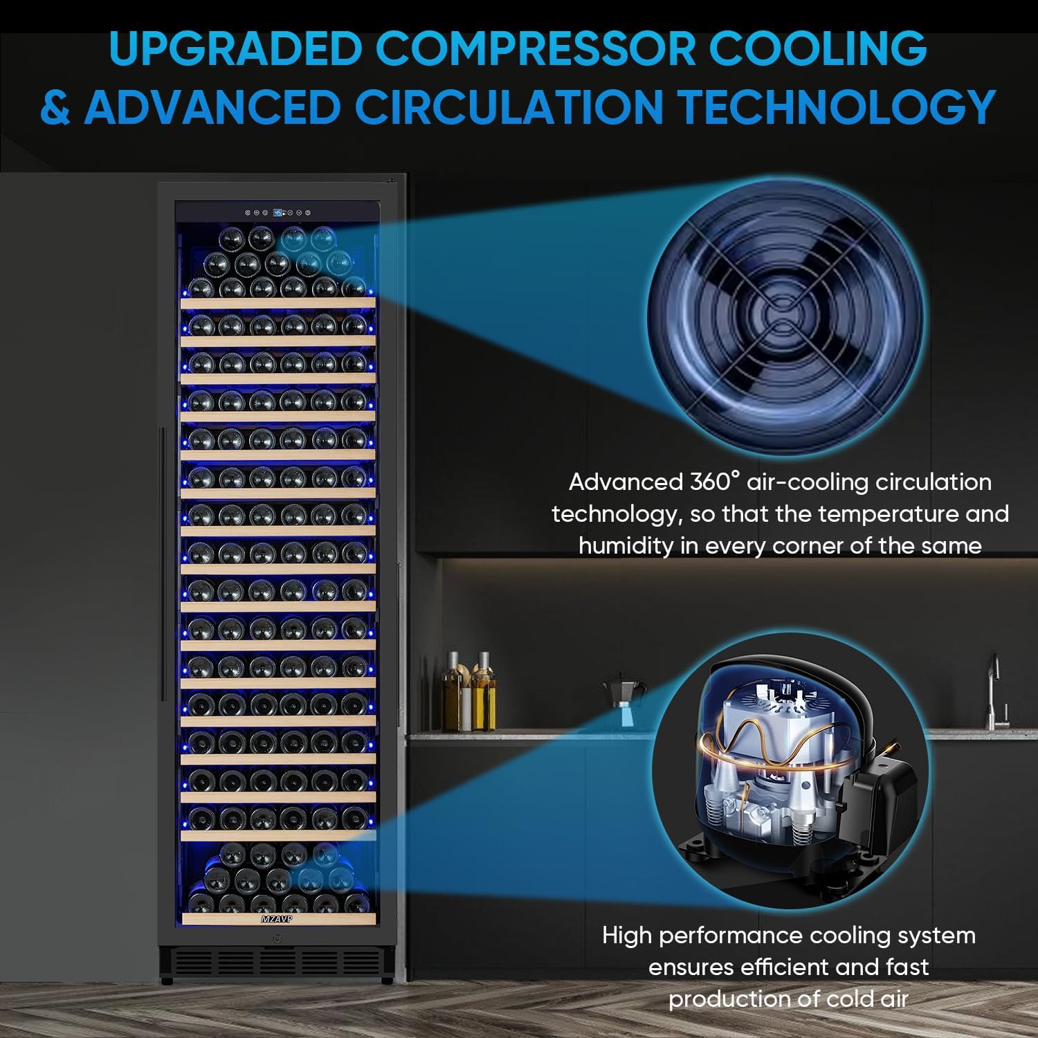 130 Can Beverage Cooler & 200 Bottle Wine Fridge Combo, Built-In/Freestanding Refrigerator With Advanced Compressor & Low Noise - Black