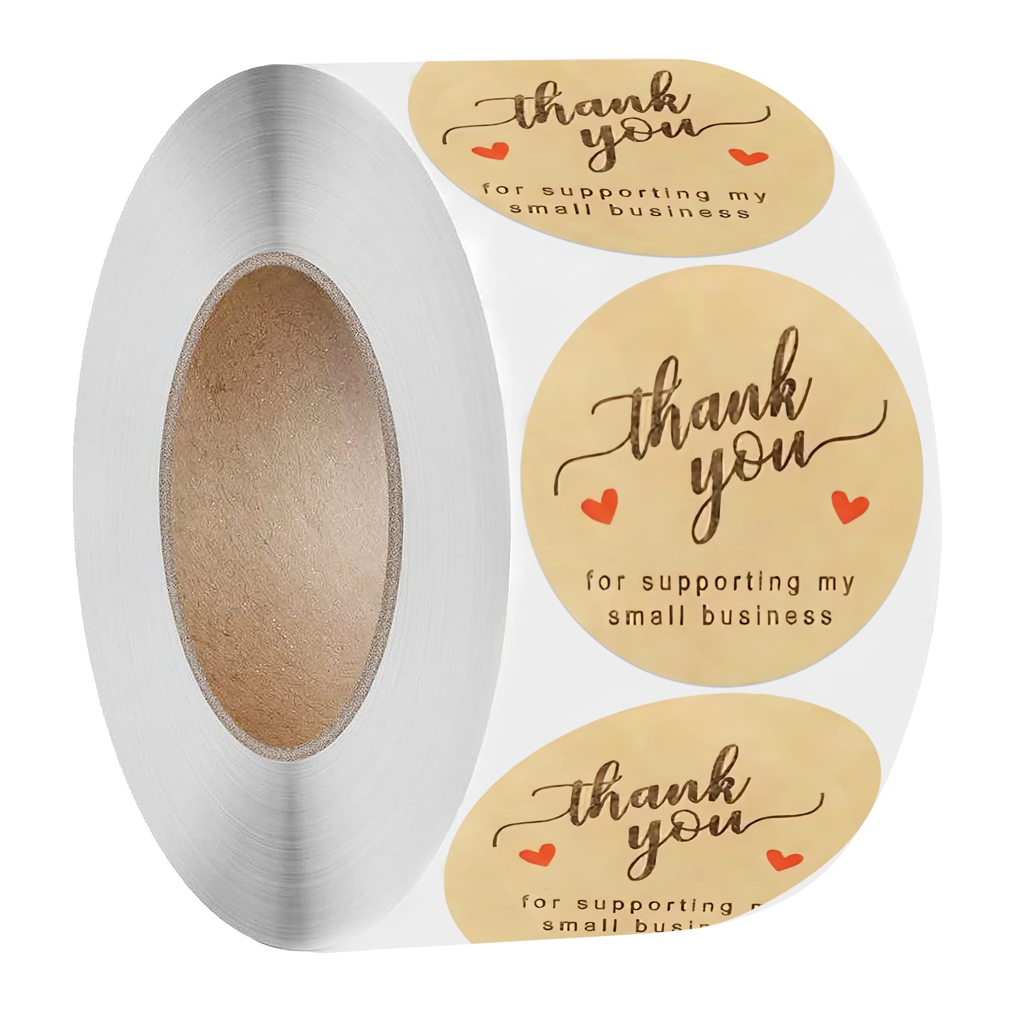 Photo 1 of (PACK OF 2) SWISION 1 Inch 500 Pcs Kraft Thank You Stickers for Supporting My Small Business Package Roll, Thank You Logo Labels for Custom Envelope Seals Wedding Birthday Party Gift Wrap Bag 1in Small Business Package