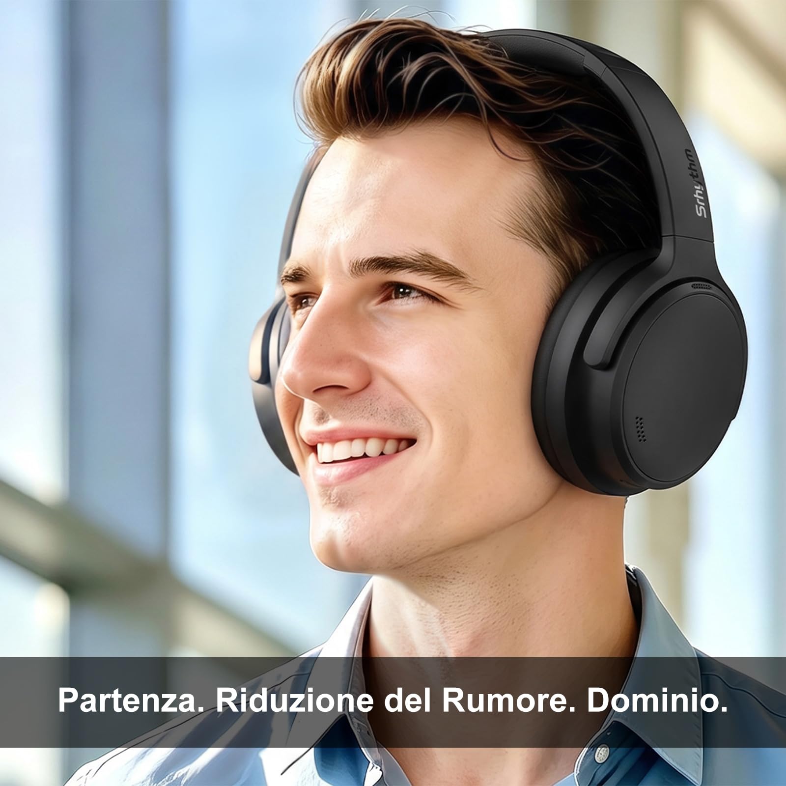 Srhythm NiceComfort 35 (2a generazione) Cuffie ibride con cancellazione del rumore, Bluetooth 6.0 wireless, 5 microfoni con ENC, trasparenza, audio spaziale, 140 ore di riproduzione, bassa latenza, EQ
