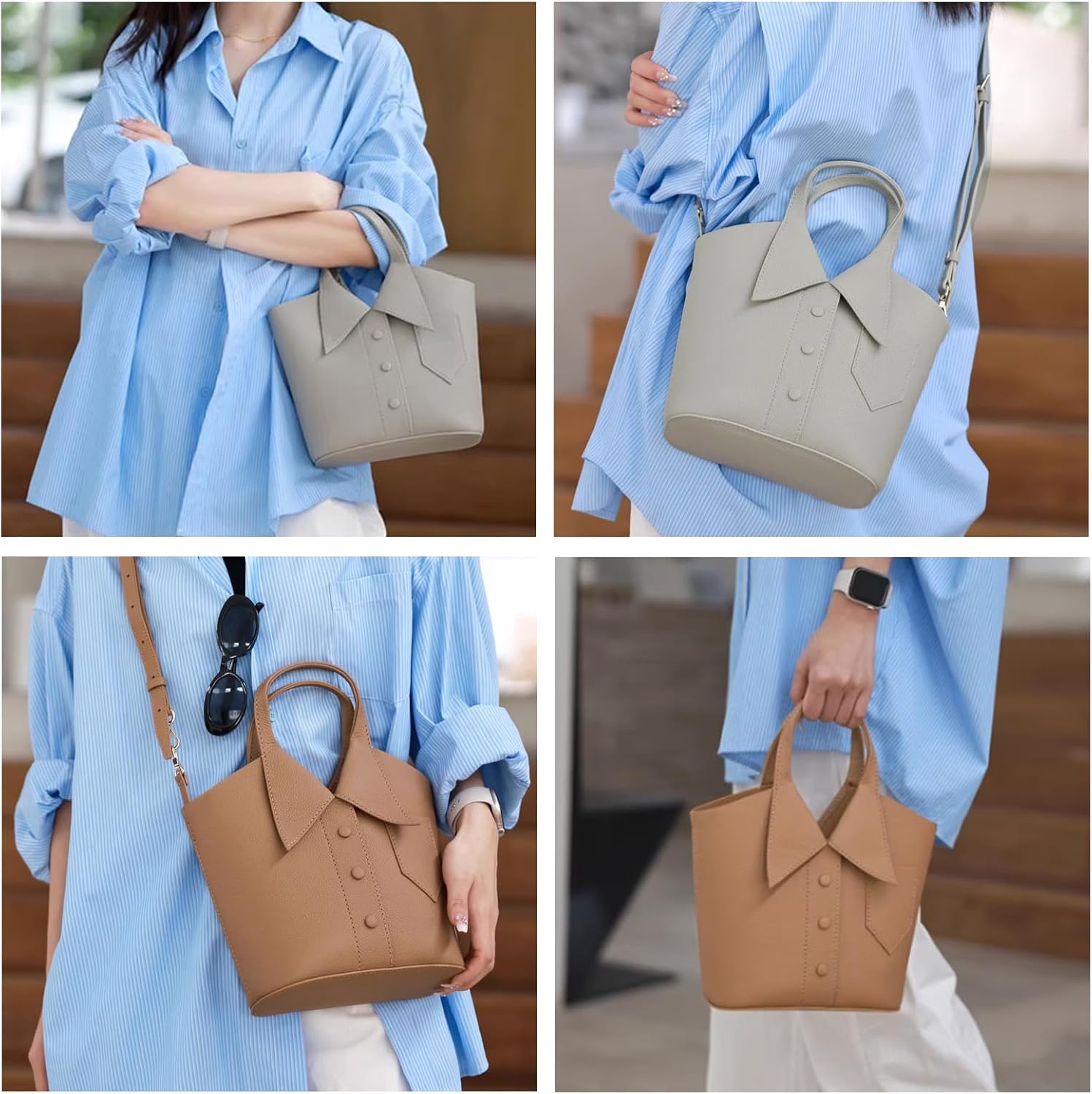 POPSEWING Leather Collar Handbag DIY Kit, DIY Crossbody Shoulder Bag with Sewing Kits, Handmade Bag Kit for Mom Girlfriend Birthday Gift (Brown)