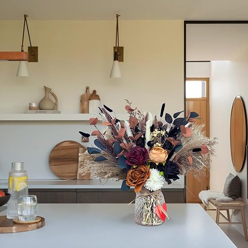 Miniatura 6 de RyddeligHome Arreglos florales de otoño en jarrón, 100 piezas, centros de mesa de otoño para mesas, centro de mesa de comedor de café, decoración
