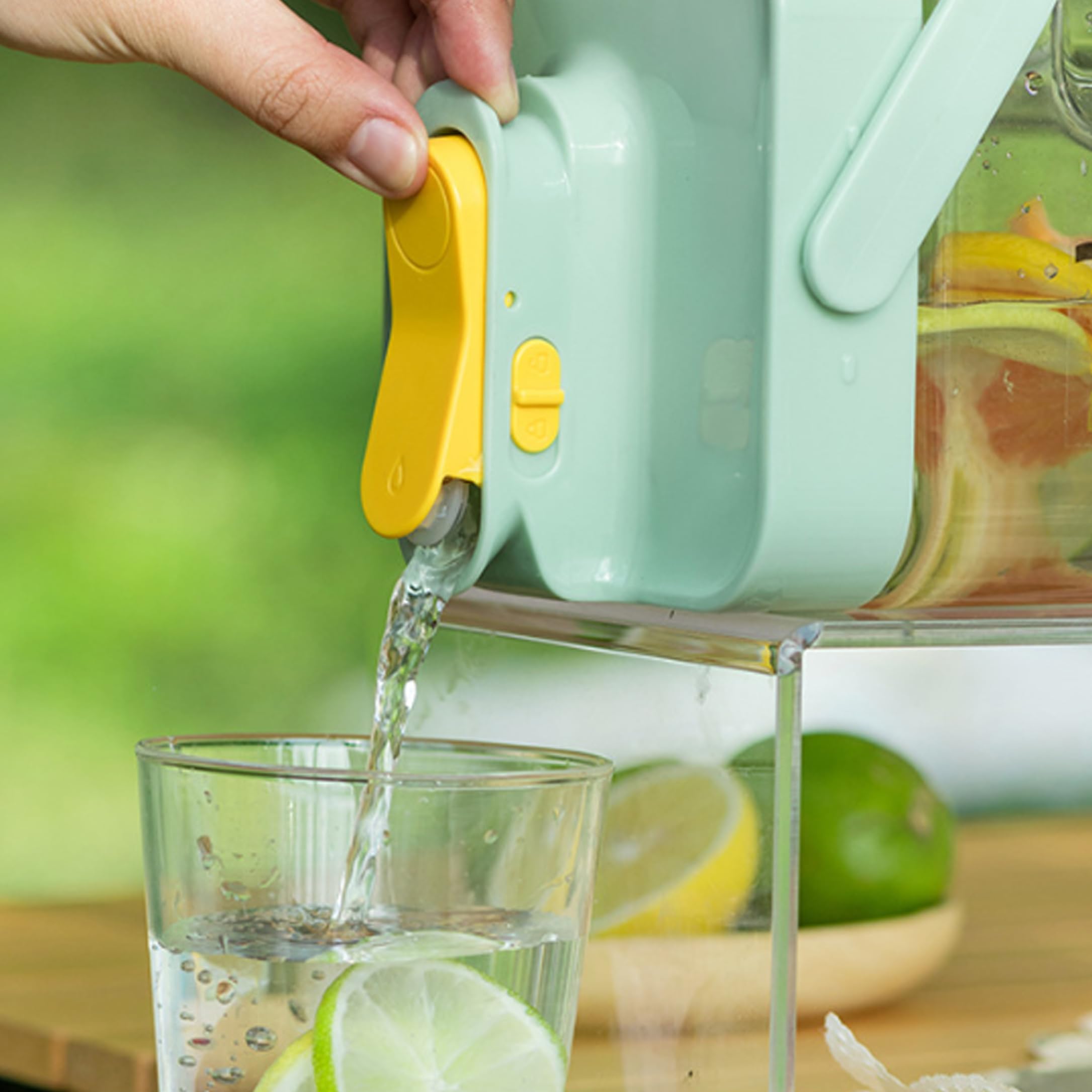 Kühlschrank-Wasserspender, 3, 5 l, großes Fassungsvermögen, Kunststoff-Getränkespender mit Zapfhahn, auslaufsicherer tragbarer Wasserkrug für Zuhause/Büro/Camping, Grün.