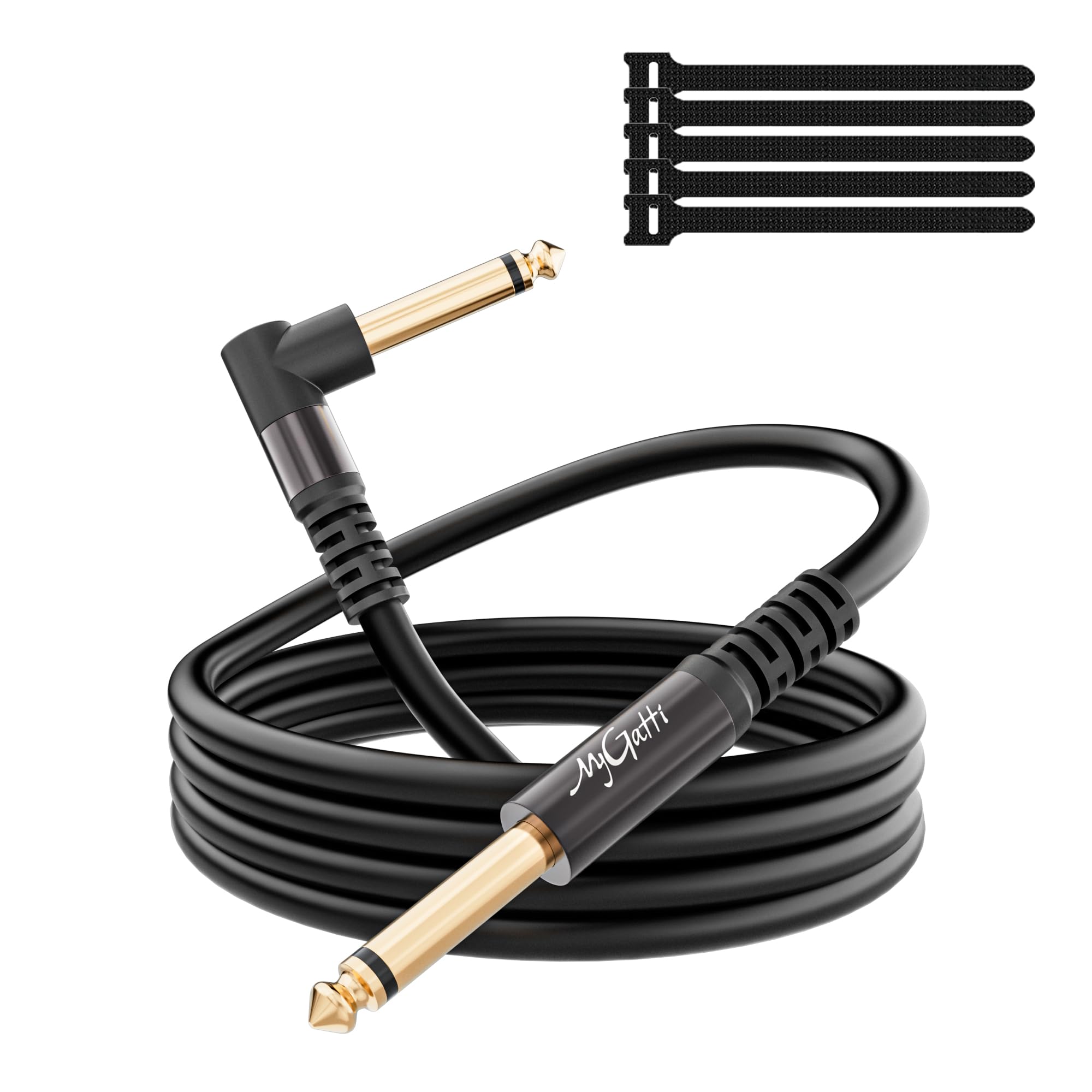 Rechte Hoek 6,35mm naar 6,35mm Mono Audio Instrumentkabel 3m, 1/4 Inch