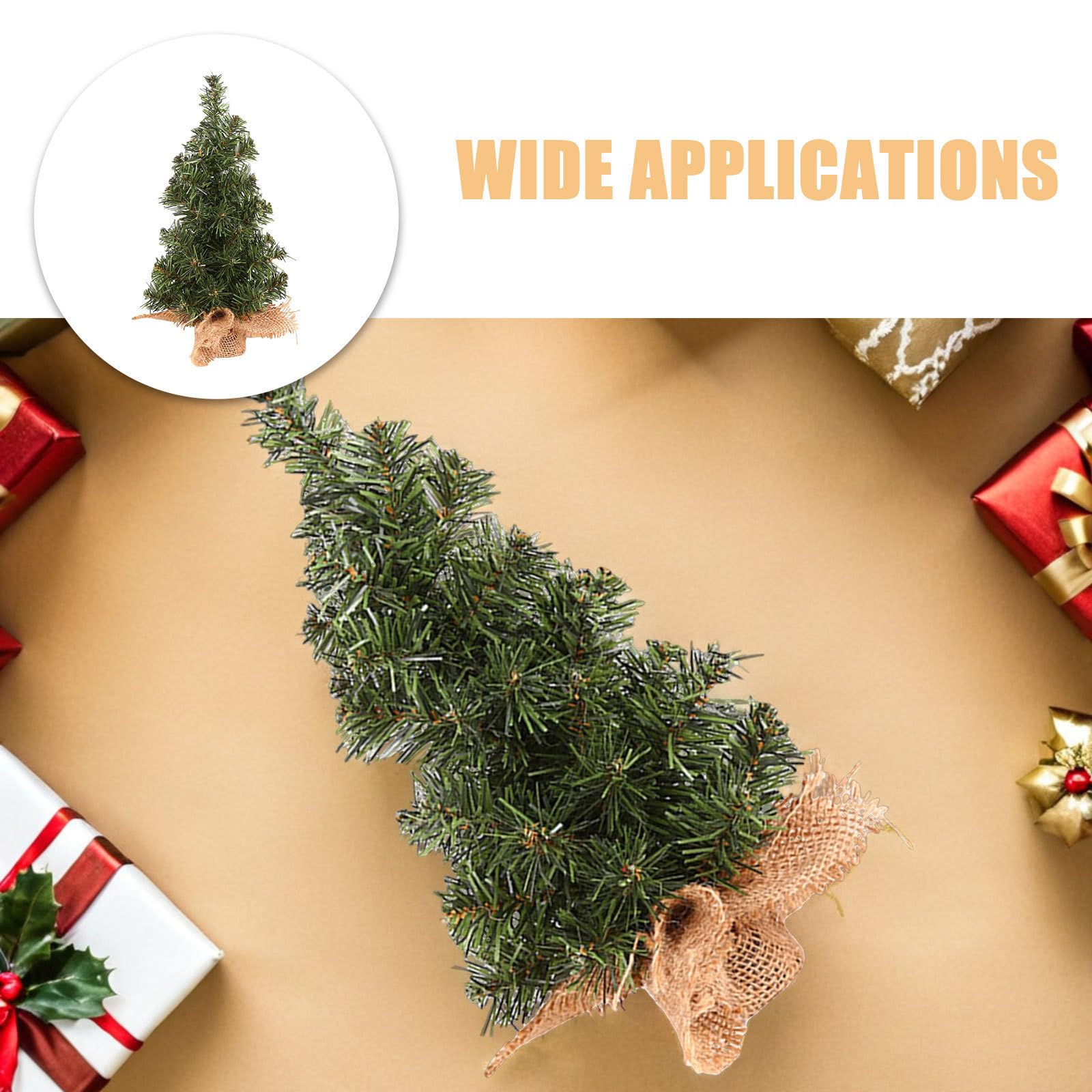 YARNOW 6 Pezzi Albero di Natale Mini Artificiale Verde con Base in Lino, Decorazione Natalizia da Tavolo per Cucina e Casa Accogliente, Albero di Natale Piccolo Realistico e Stabile