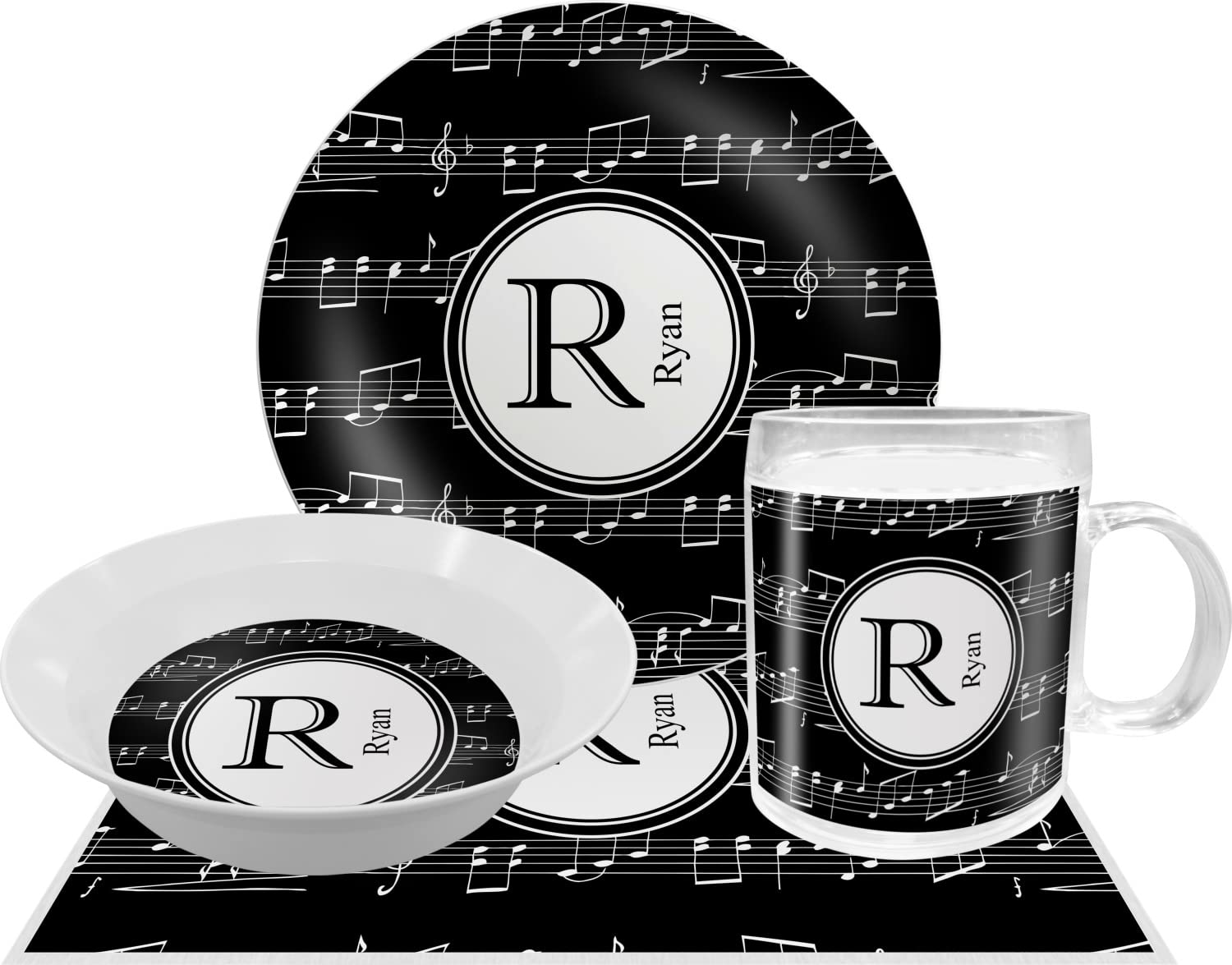 Personalized Musical Notes Melamine Bowl - 12 oz