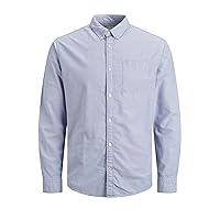 JACK&JONES JJEOXFORD Shirt L/S S21 Noos Camicia, Cashmere Blue/Fit:Slim Fit