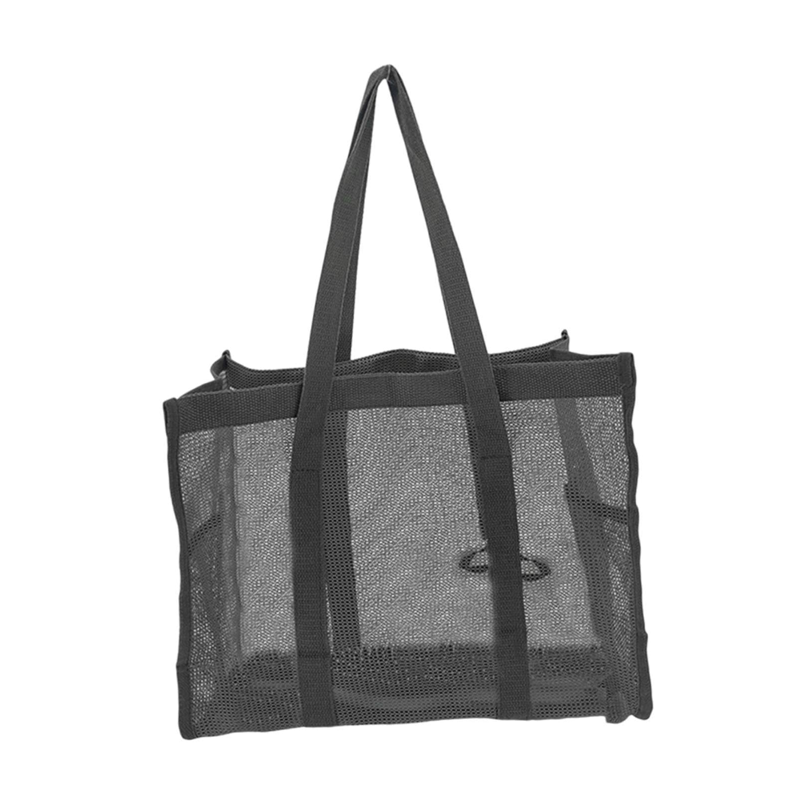 LOVIVER Borsa da doccia in rete, organizer da bagno, 14,57x11,81x6,69 pollici, portatile, ad asciugatura rapida, per palestra, bagno, nuoto, Nero