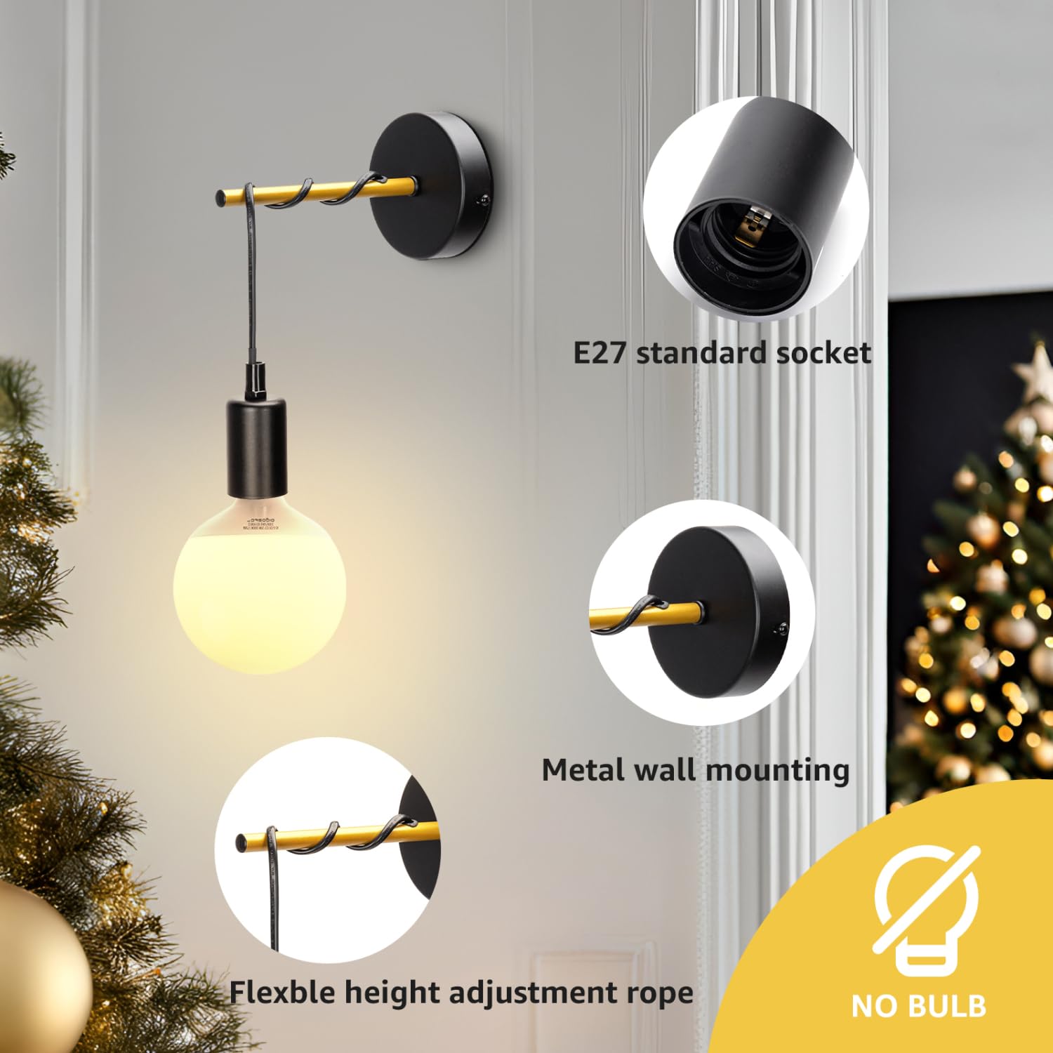 Aigostar Retro-Wandlampe Im Industriedesign | E27 Fassung, Max. 40W | Für Schlafzimmer, Flur, Café (Weiß)