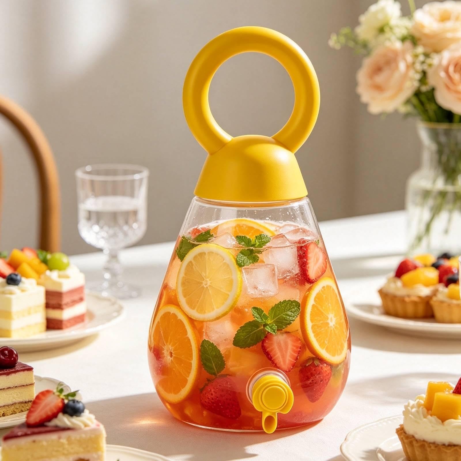 Dispenser per Bevande da Festa, 4 Litri, a Prova di Perdite, per Cucina, Picnic, Banconi con Rubinetto, per tè, Acqua Fredda