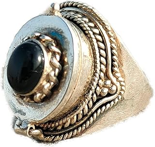 Black Onyx Poison Box Ring Antique Poison Ring Secret Ring Openable Ring Dainty Ring Statement Ring Openable Ring Boho Ring Handmade Poison Ring Pillbox Ring Black Onyx Jewelry