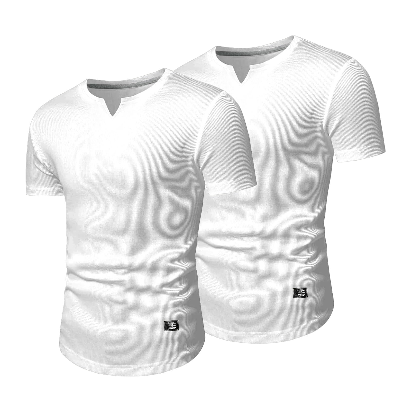 JMIERR Mens Muscle Slim T Shirts Texture V Neck Longline Henley Gym Workout Athletic Tee Shirt