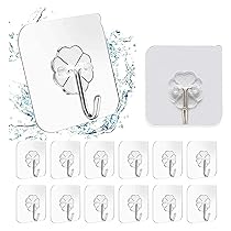 RAXON™ Pack of 15PC Self Adhesive Plastic Wall Hooks, Heavy Duty Sticky Hooks for Hanging 10KG Waterproof Transparent Adhesive Hooks for Wall, Wall Hangers