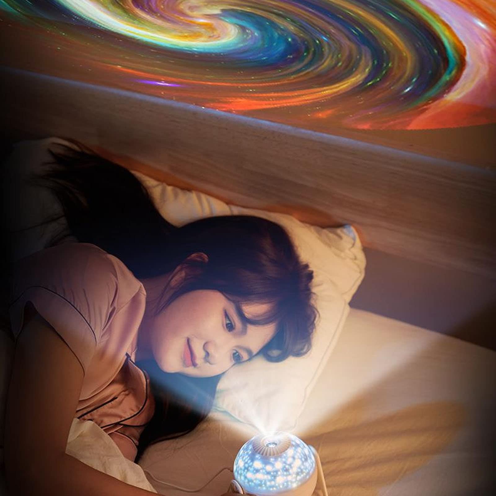 Proyector de Luz Nocturna de Música, Luz de Proyección de Estrella Completa LED Foco Ajustable Bluetooth para Dormitorio