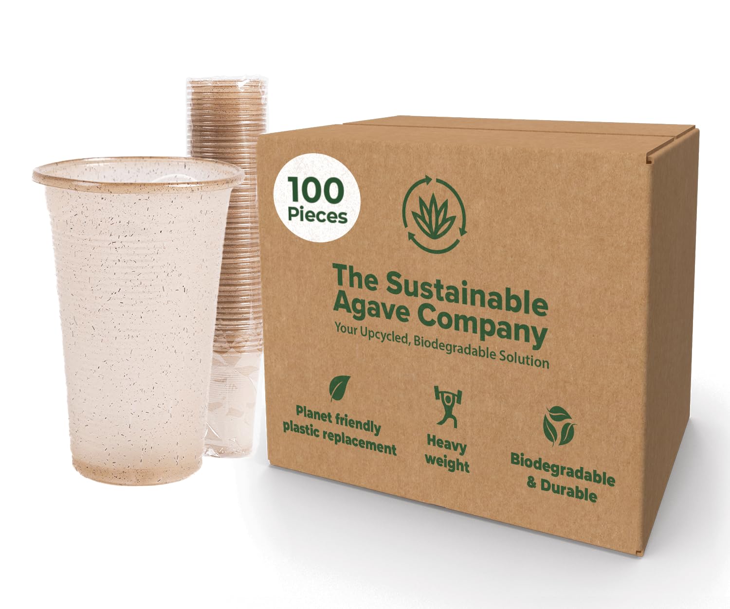 Amazon.com: Sustainable Agave Co - Sweet Agave Fiber Cups - 12 Ounce - 100  Count - Plant-Based, Made With Upcycled Materials - Clear : Health &  Household