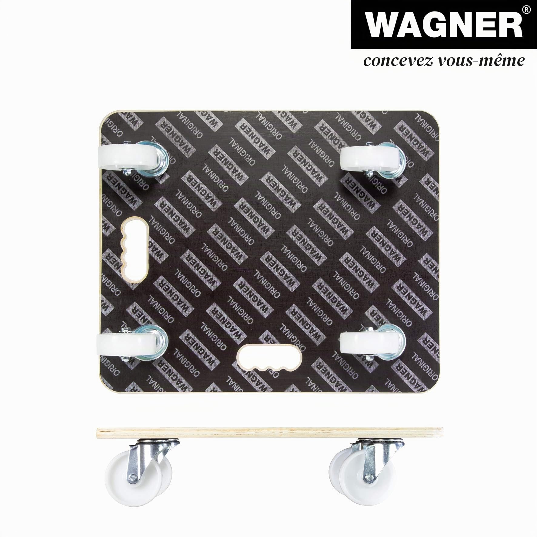 Wagner Chariot à roulettes MM 1113 I 59 x 49 x 13,5 cm - Charge 400 kg - pour Les Gros cartons et Meubles lourdement chargés I Surface antidérapante I certifié FSC® - 20111301