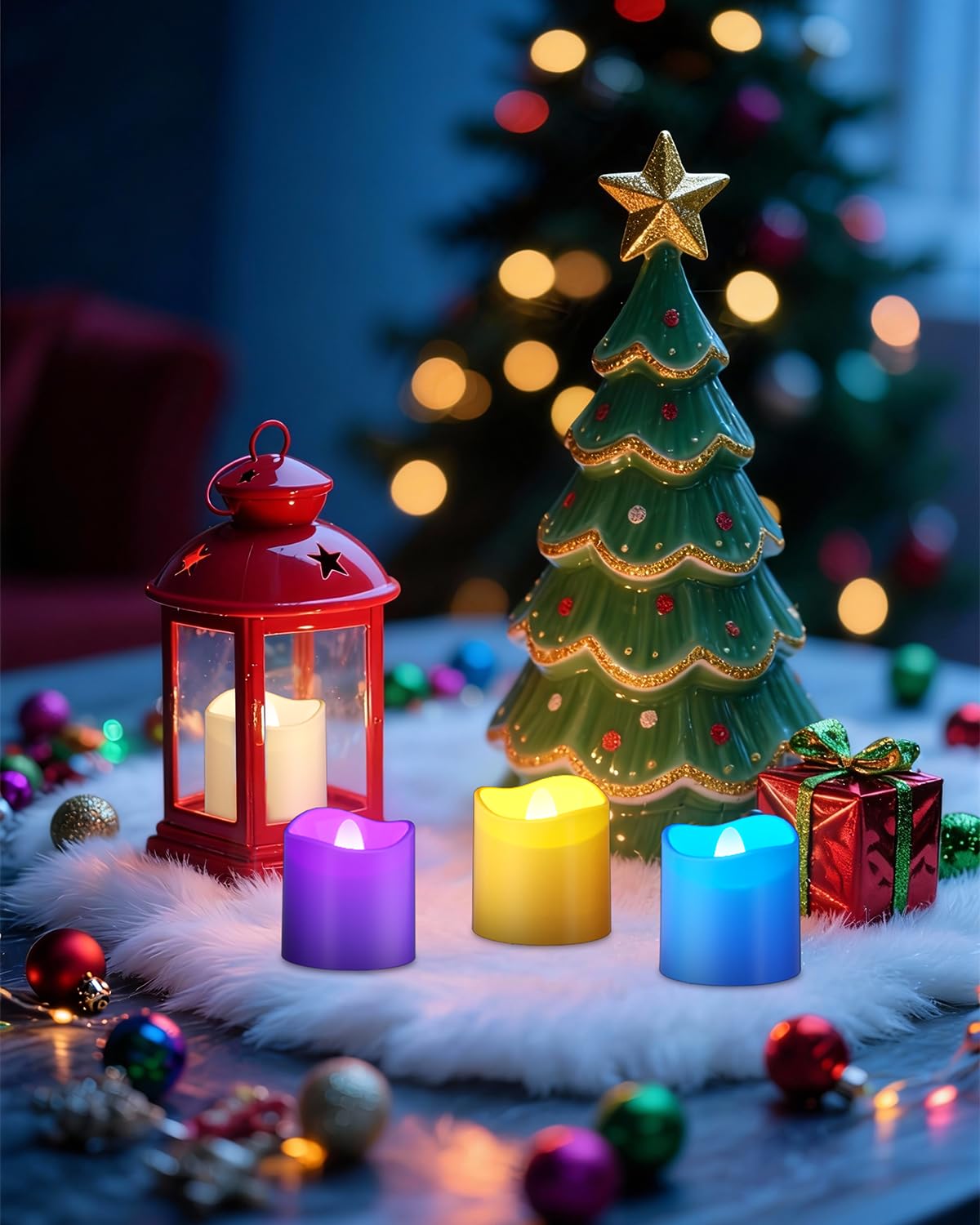 Ymenow Bunt LED Teelichter Wiederaufladbar mit Ladestation, 12 Stück Elektrische Aufladbar RGB Teelichter Kerzen Flackernde mit Timerfunktion & Fernbedienung für Zimmer Tisch Halloween Weihnachtsdeko