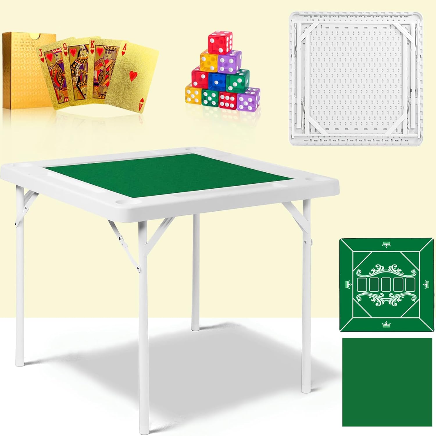 VNAKER Foldable Mahjong Table, 35 Inch Folding Card Game