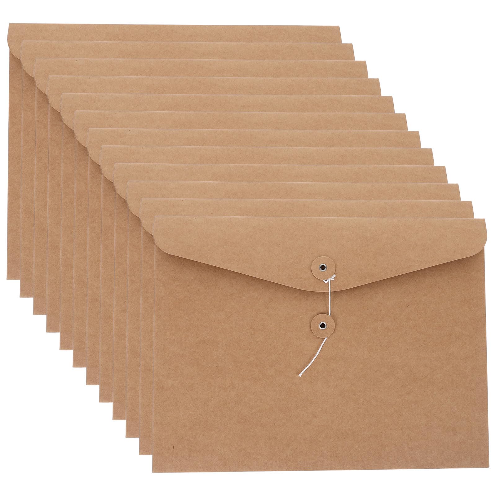 Lurrose 12 buste in carta kraft con chiusura a cordoncino, buste per documenti formato A4, portadocumenti espandibili per ufficio, raccoglitori e libretti.
