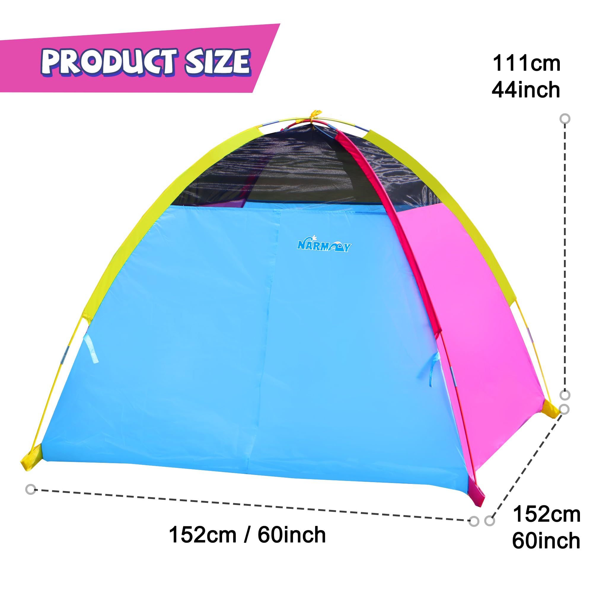 tesco dome tent NARMAY Play Easy Joy Tent for Kids Indoor/Outdoor Fun Camping Waikiki in Lido RA_2022_R4 Choose a set of options:35.5"Tipi+Pill+Name Port for device power