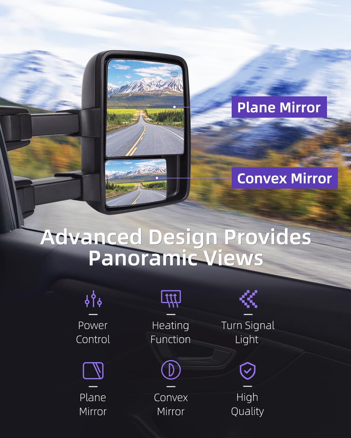 ANPART Towing Mirrors Fit for 2004-2014 For Ford For F-150 Pickup Truck A Pair With LH and RH Side