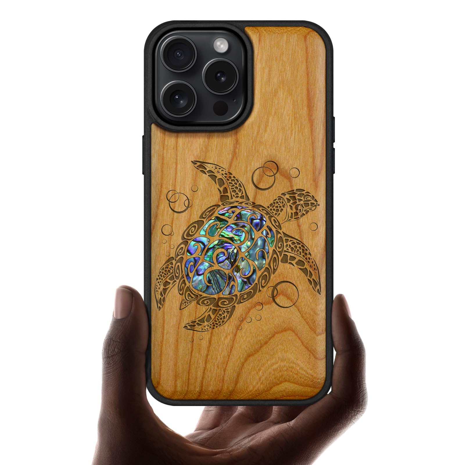 Carveit Magnetic Case for iPhone 16 Pro Max Case, Wood Artisan Engraved & Handmade Shell Inlaid, TPU Shockproof Cover, Compatible with MagSafe