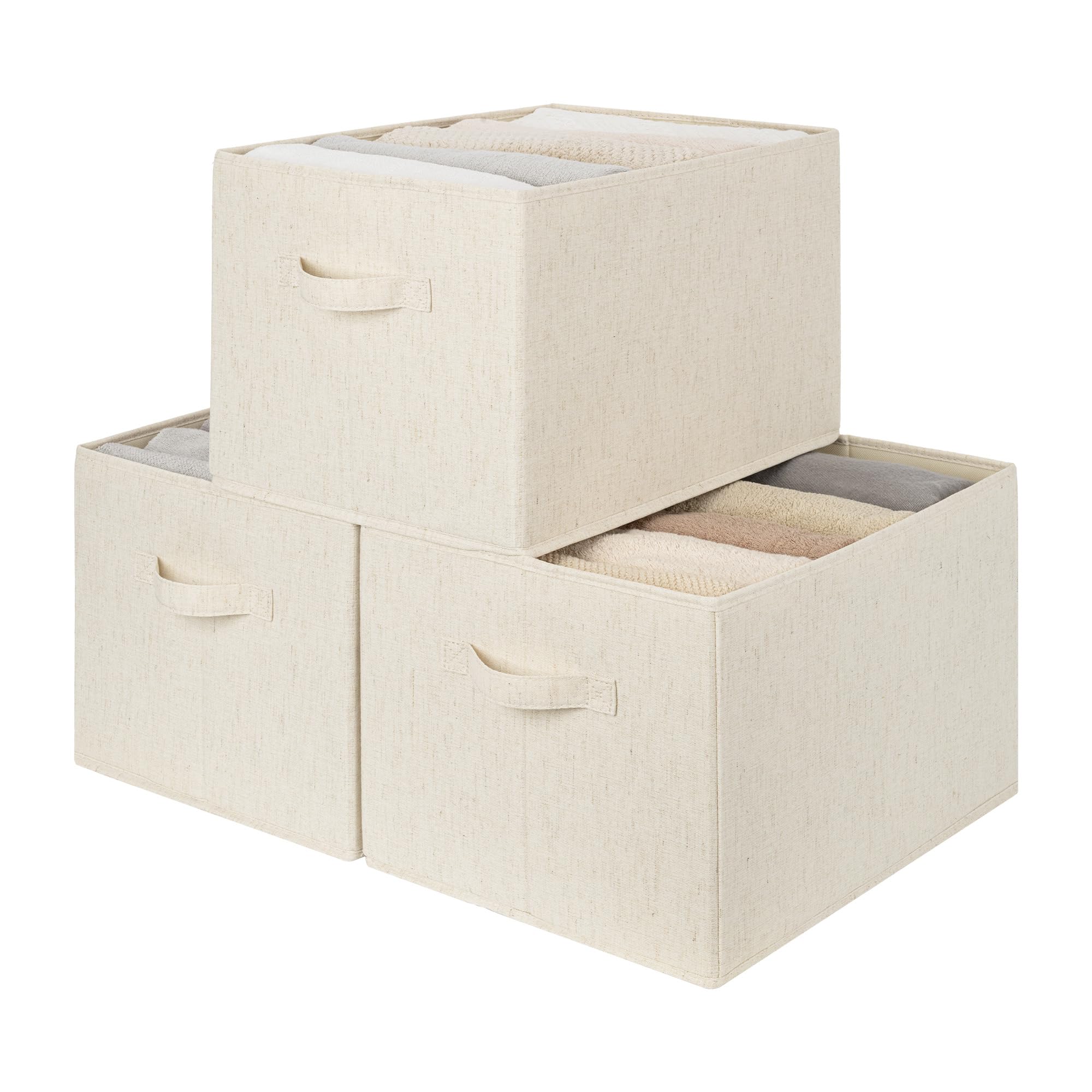 StorageWorks Große Aufbewahrungsbox Stoff, Faltbare Aufbewahrungsbox mit Griffen, Kleiderschrank Organizer, dekorative Korb Aufbewahrung, Korb für Kleidung