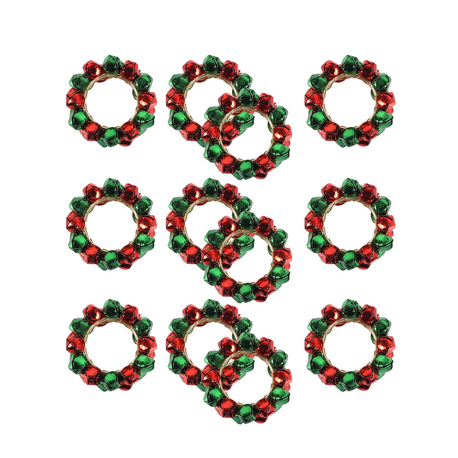 12Pcs Christmas Bells Napkin Rings Holder Napkin Jewelry for Wedding Banquets Seasonal Dinner Parties Supplies Holiday Dinnerware Accessories