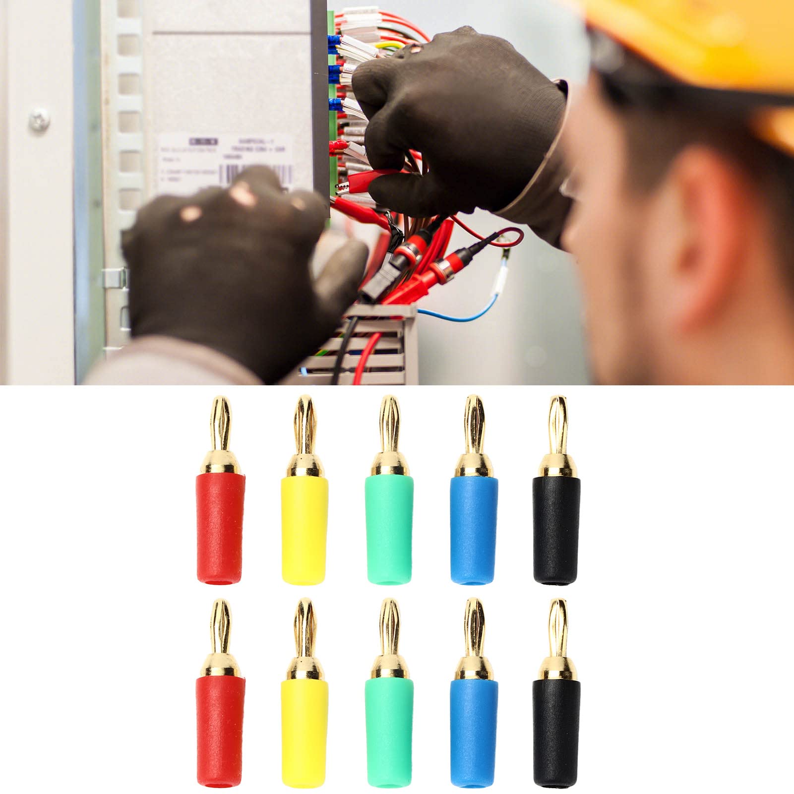 Yctze Fiches Banane Plaquées Or 2.5mm, Connecteurs à Souder pour Projets Fiables et électroniques, 10 Pièces