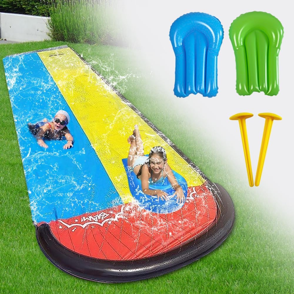 KQWVZ 15.7ft/480cm Water Slides and 2 Bodyboards