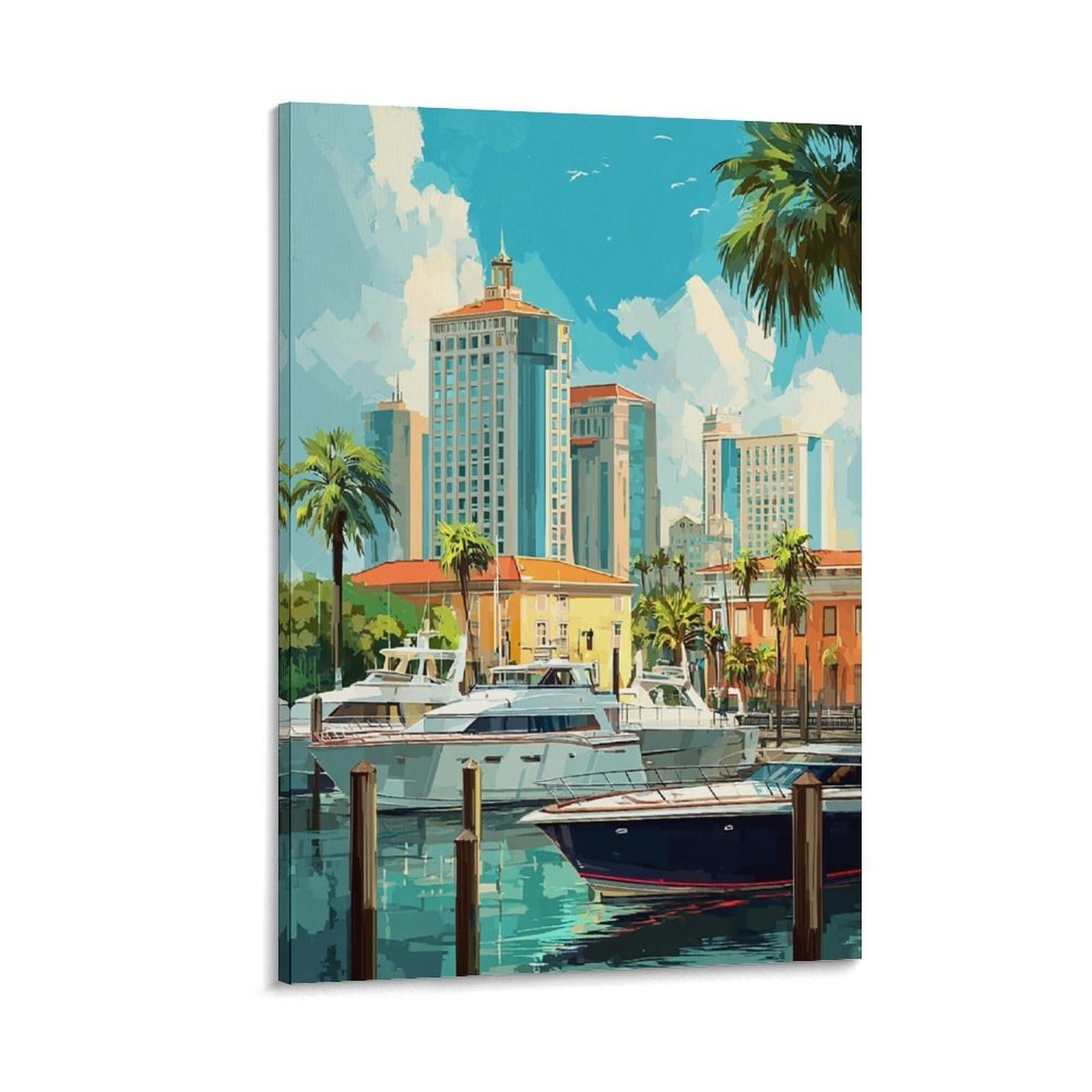 Fort Lauderdale Posters 24x36inch(60x90cm) Vintage Watercolor Canvas Art