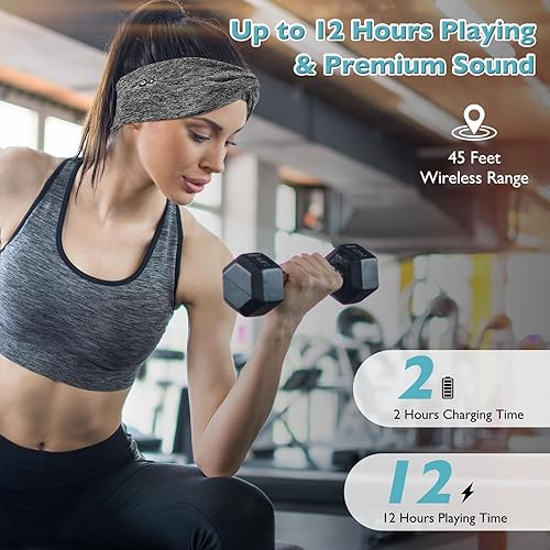 Miniatura 5 de Headband Headphones 2023 Version Bluetooth Headband for Women Knotted Headband with Ultra-Thin HD Speakers & Mic, Perfect for Yoga Running Workout