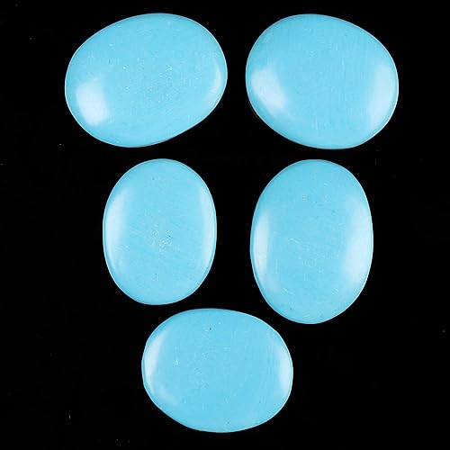 Miniatura 5 de GEMHUB Turquesa azul Arizona natural, 300 quilates, lote de 5 piezas, cabujón ovalado, turquesa, piedras preciosas sueltas para hacer joyas, Gema