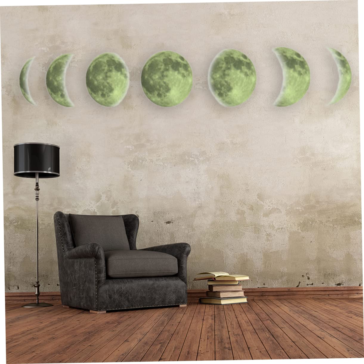 Glow in The Dark Fluorescent Moon Phase Wall Stickers - PVC Décor for Kids Bedroom Nursery, and Living Room - Image 4