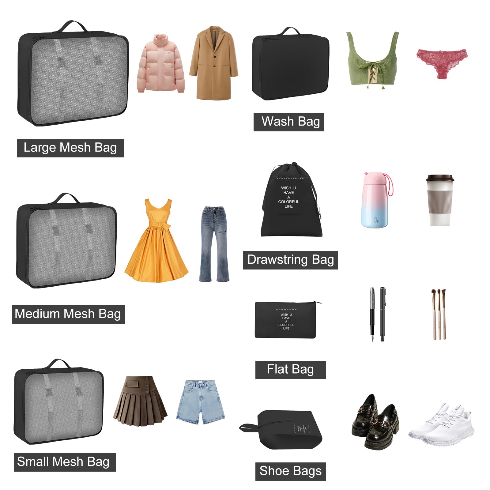 Set Organizer Valigia 7 Pezzi - Cubi Per Vestiti, Scarpe, Intimo - Impermeabile E Leggero - Foto 6