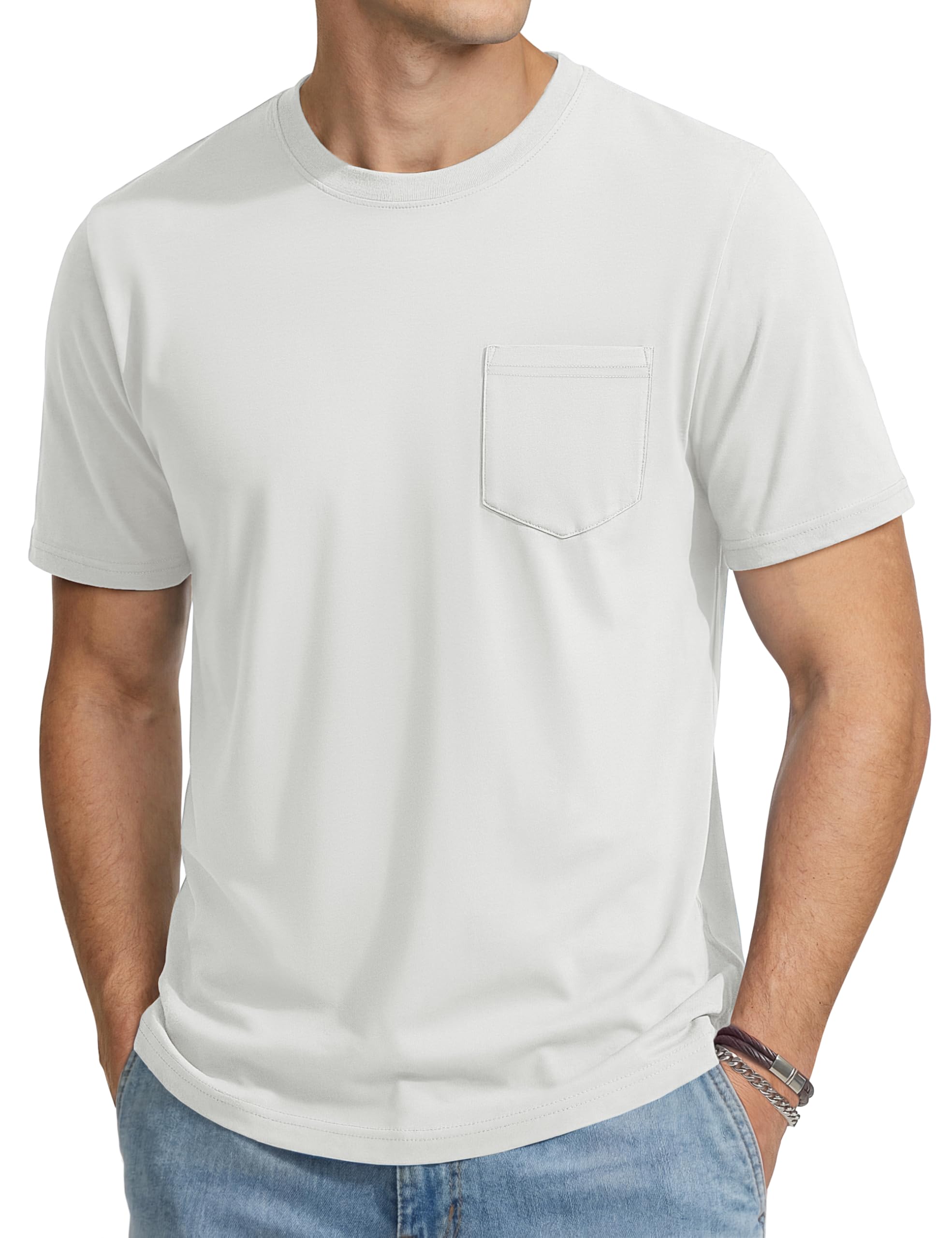 TACVASEN Mens Pocket T-Shirts Cotton Short Sleeve Tshirts Soft Crew Neck Lightweight Casual Basic Plain Summer Tees