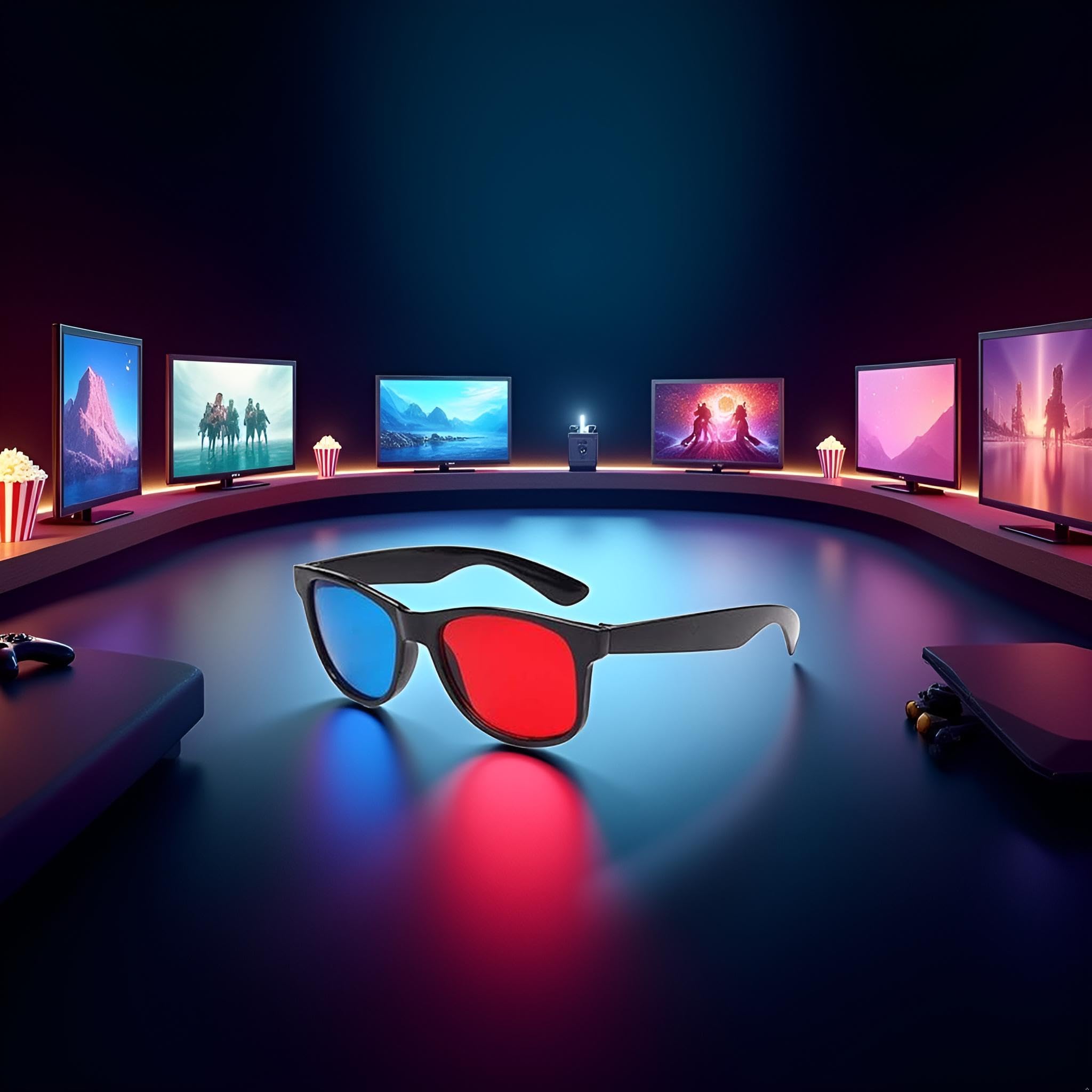 1 gafas 3D rojas y azules, gafas de visualización 3D, marco universal de vídeo dimensional de película de TV, gafas 3D, gafas de juego de DVD, diseño simple ligero, televisores y videos, accesorios