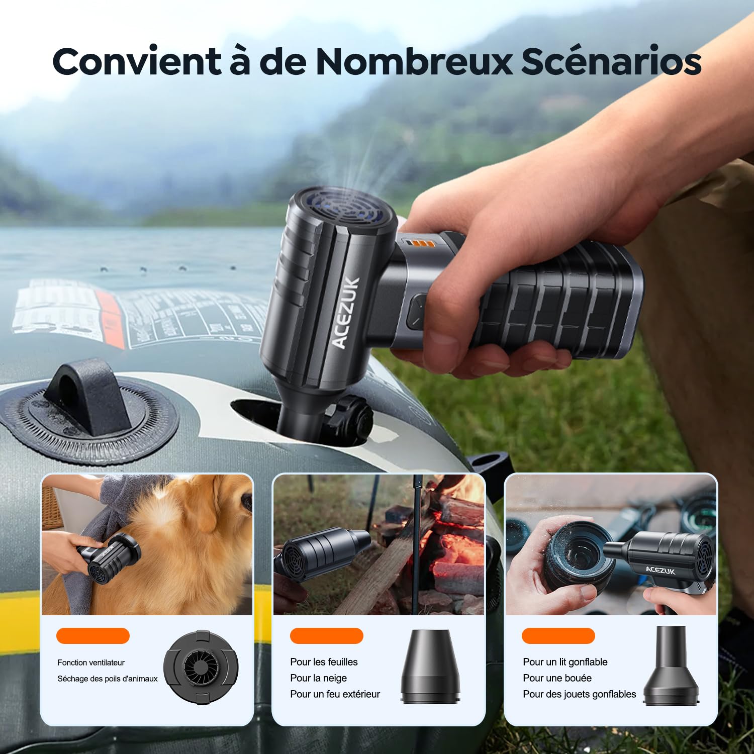 Souffleur Air Comprimé 300000TR/Min, Dépoussiérant Puissant Électrique avec 10500mAh Batterie, Souffleur PC à 4 Vitesses, Bombe Air Sec pour Voiture, Kit de Nettoyage de Clavier d'Aspirateur