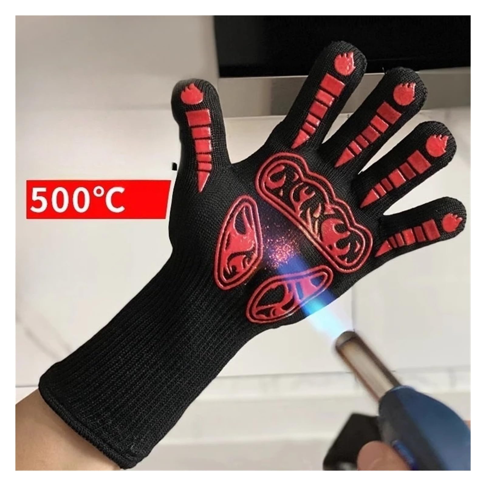 Guanti da forno 500°C, manopole antiscivolo in silicone